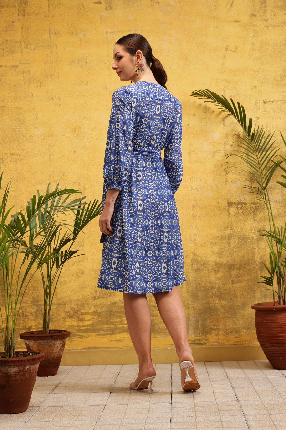 Azure Mosaic Wrap Dress - Label Shona Rohatgi Garg