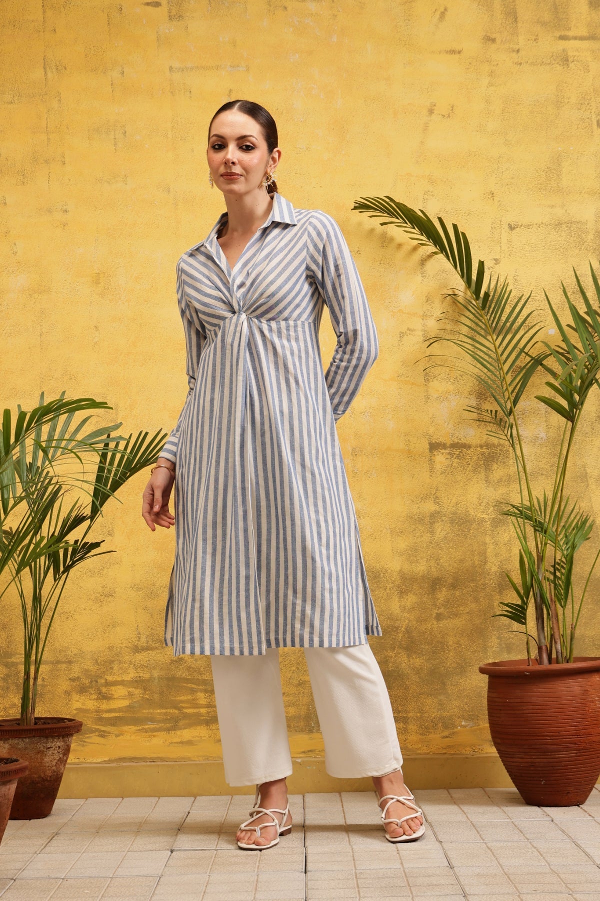 Azure Stripe Kurta (Blue) - Label Shona Rohatgi Garg