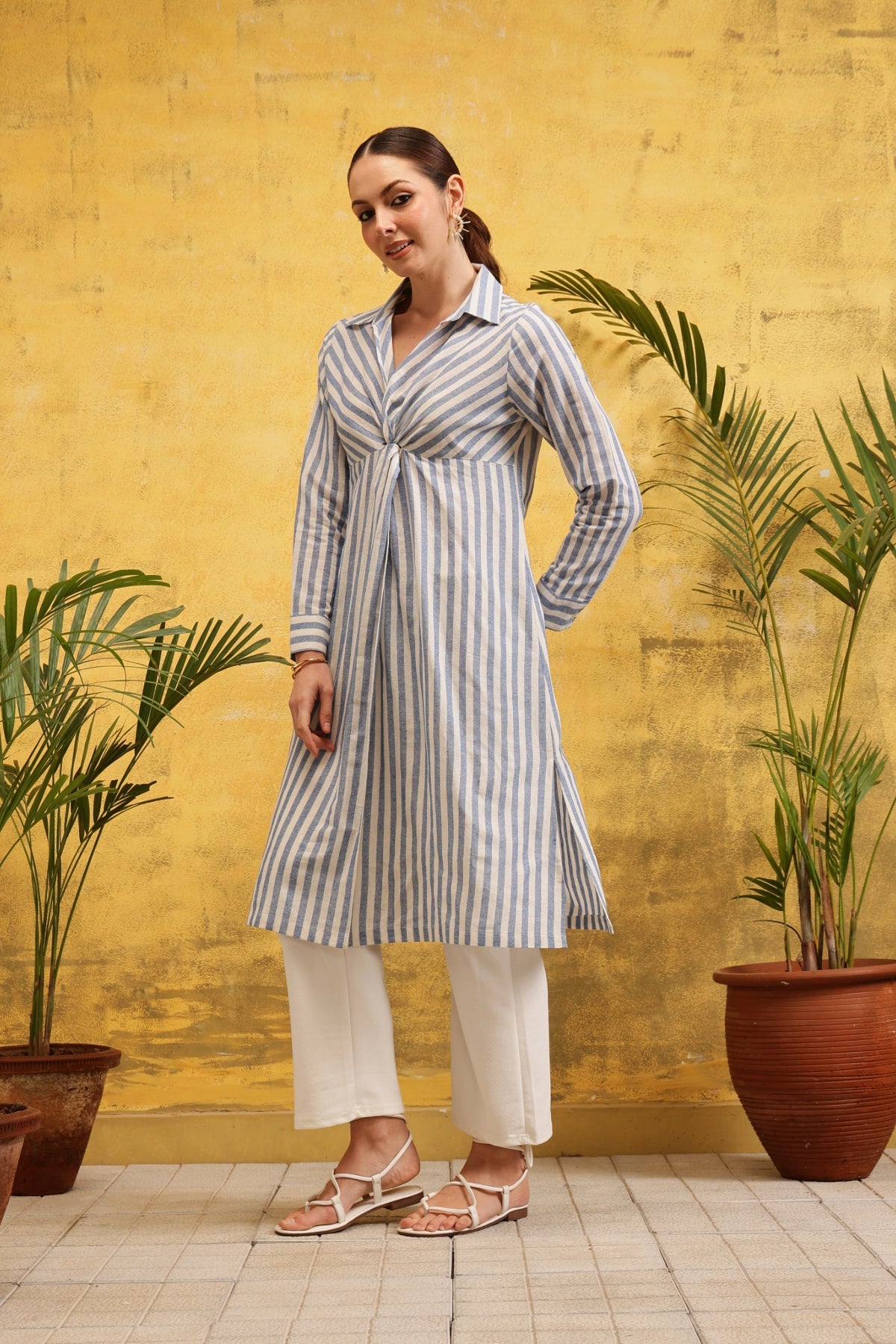 Azure Stripe Kurta (Blue) - Label Shona Rohatgi Garg
