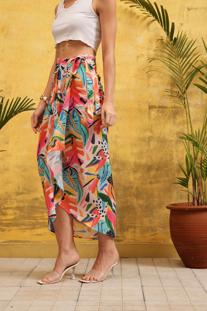 Tropical Satin Skirt - Label Shona Rohatgi Garg