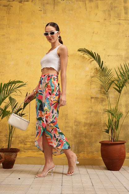 Tropical Satin Skirt - Label Shona Rohatgi Garg